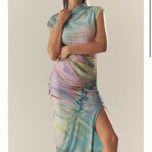 NWT Anthropologie The Maya Ruched Cowl-Neck Dress